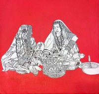 Rafique Somroo, 20 x 20, Mixed Media on Canvas, Figurative Painting, AC-RSO-045